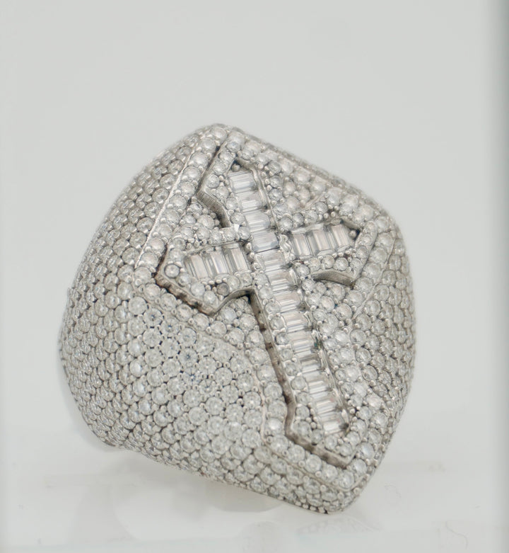 925 SILVER MOISSANITE CROSS 5.859CTW RING