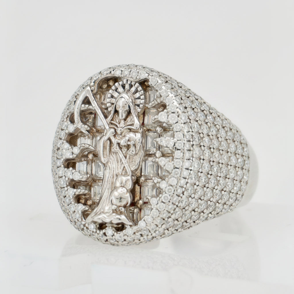 925 SILVER MOISSANITE SANTA MUERTE 4.59CTW RING