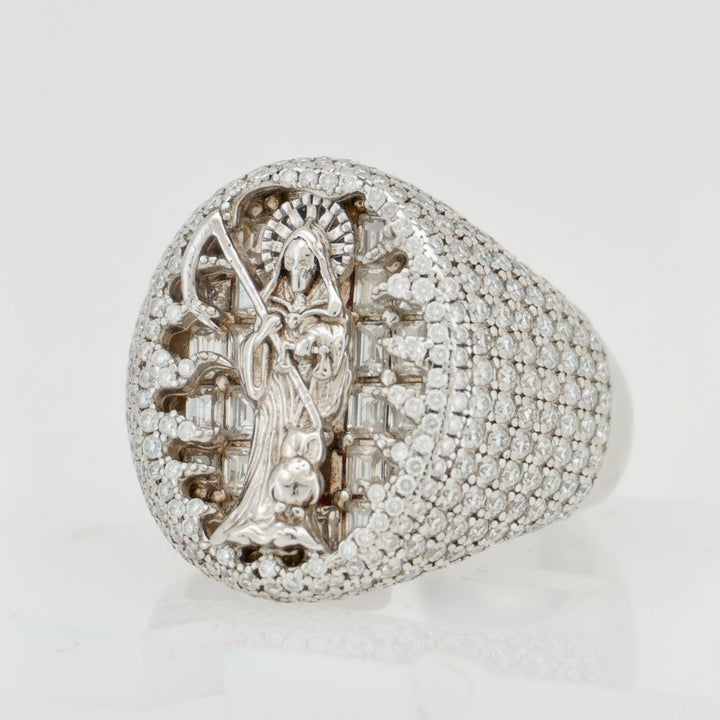 925 SILVER MOISSANITE SANTA MUERTE 4.59CTW RING
