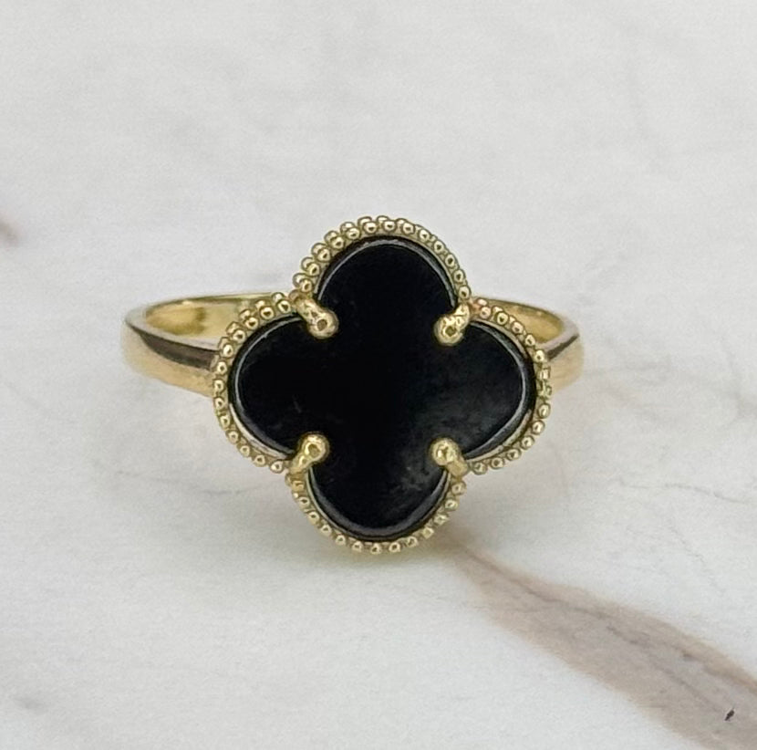 10K GOLD BLACK CLOVER RING