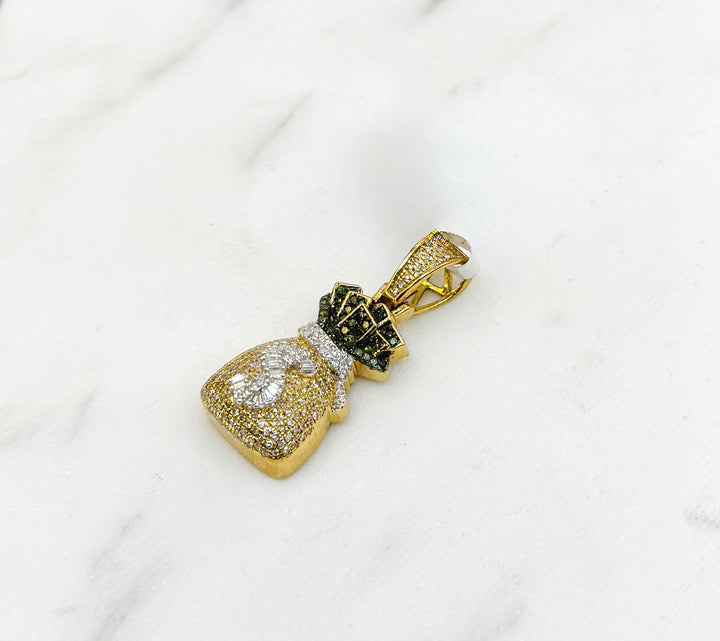 10K GOLD MONEY BAG DIAMOND PENDANT