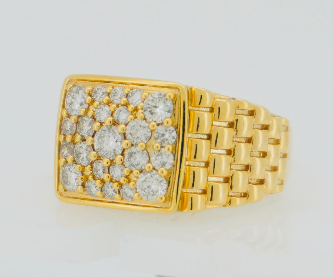 10KT Y/G 1.47CT DIAMOND MENS RING