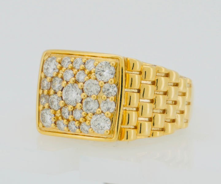 10KT Y/G 1.47CT DIAMOND MENS RING