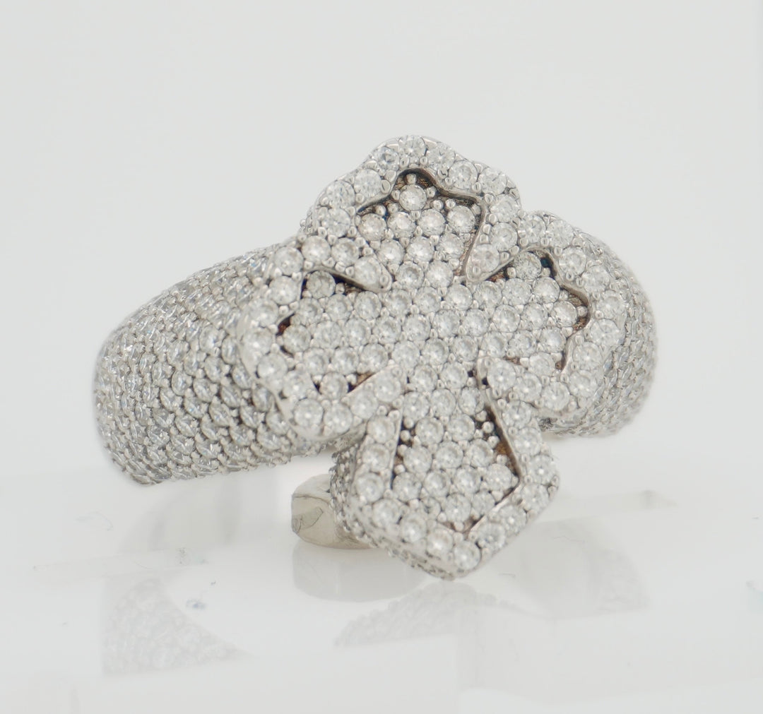 925 SILVER MOISSANITE CROSS 3.44CTW RING