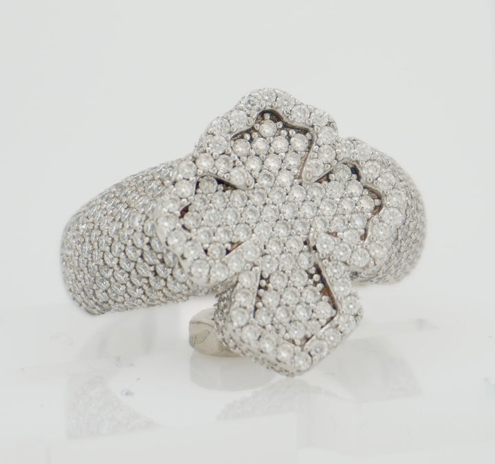 925 SILVER MOISSANITE CROSS 3.44CTW RING