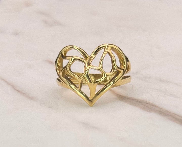 10K GOLD HEART CAGE RING