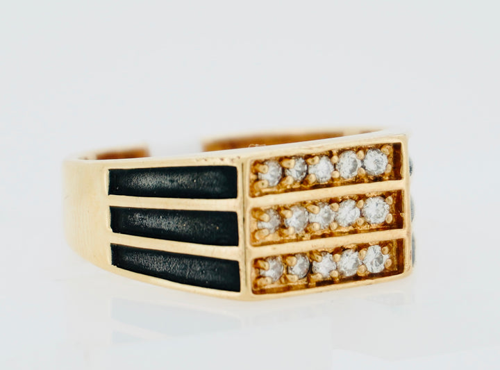 14K Y/G WITH BLACK ACCENT 0.50CT DIAMOND MENS RING
