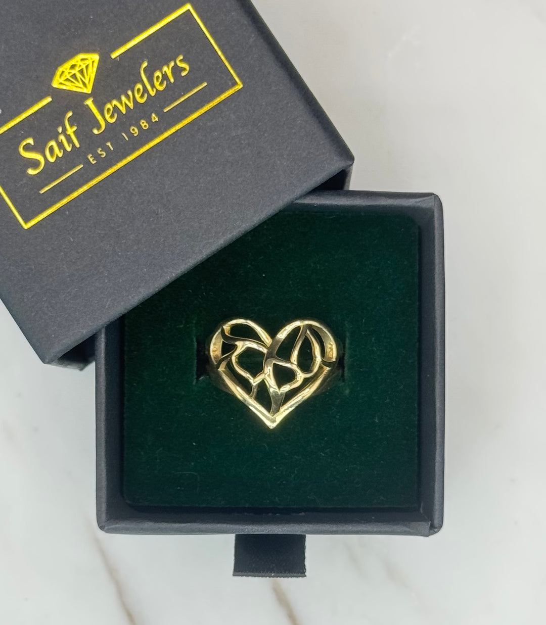 10K GOLD HEART CAGE RING