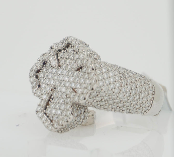 925 SILVER MOISSANITE CROSS 3.44CTW RING
