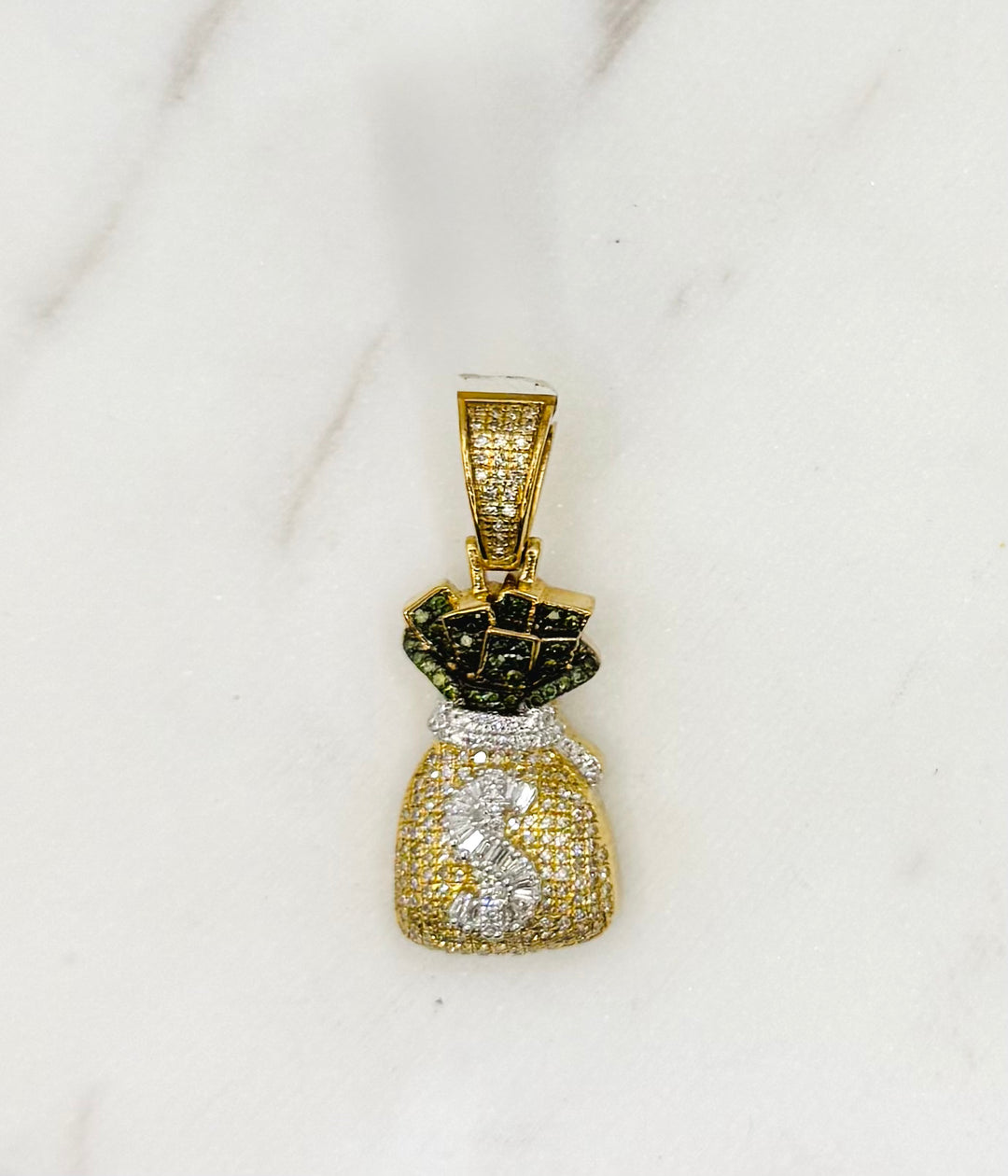 10K GOLD MONEY BAG DIAMOND PENDANT