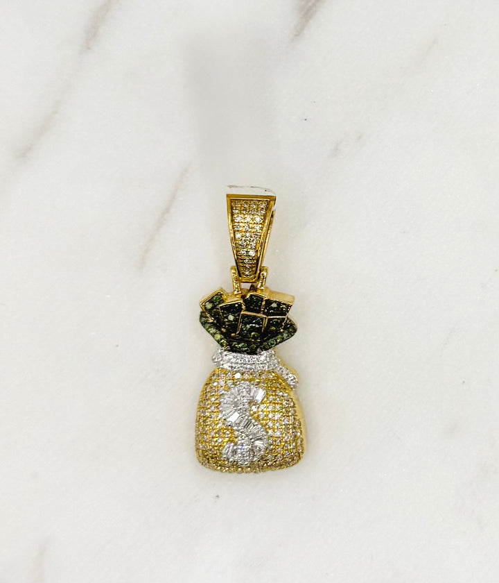 10K GOLD MONEY BAG DIAMOND PENDANT