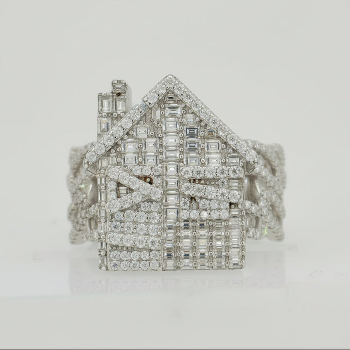 925 SILVER MOISSANITE TRAP HOUSE 2.74CTW RING