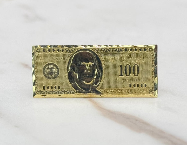 10K GOLD 100 DOLLAR BILL RING