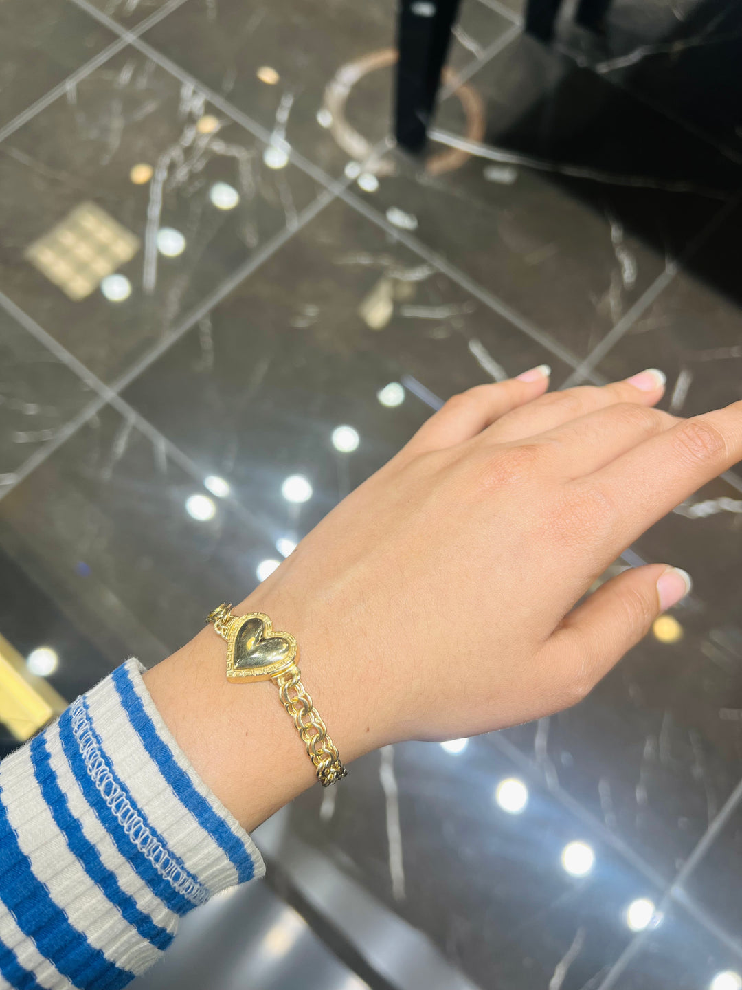 10K Y/G heart chino bracelet
