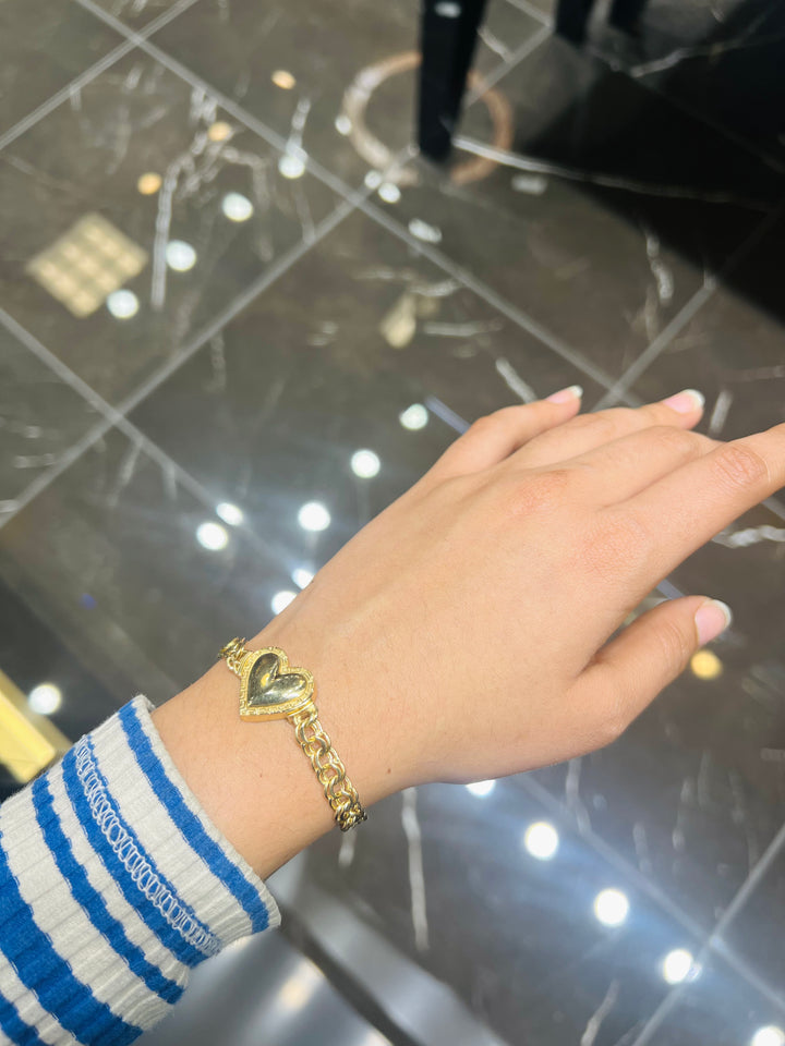 10K Y/G heart chino bracelet