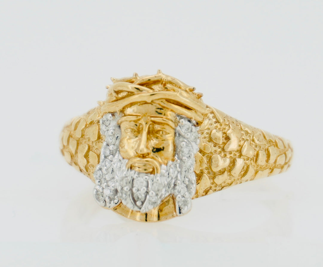 10KT Y/G 0.12CTW DIAMOND MENS RING