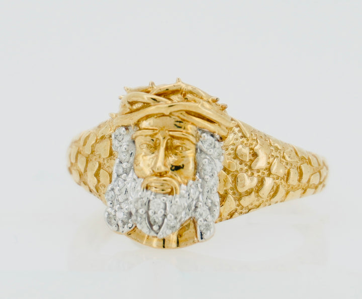 10KT Y/G 0.12CTW DIAMOND MENS RING