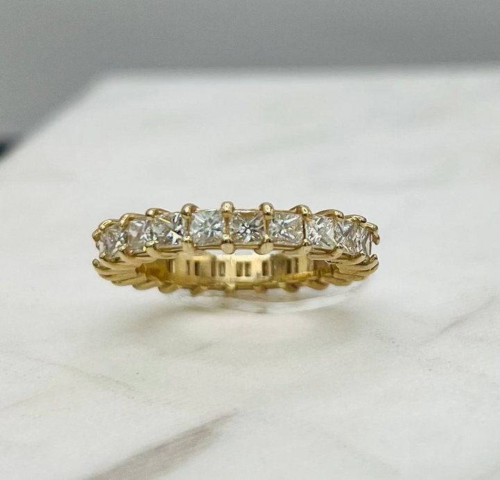 14K YELLOW GOLD DIAMOND-PRINCESS CUT ETERNITY RING