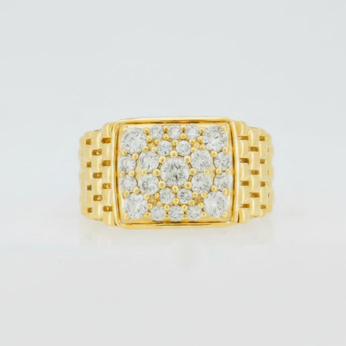 10KT Y/G 1.47CT DIAMOND MENS RING