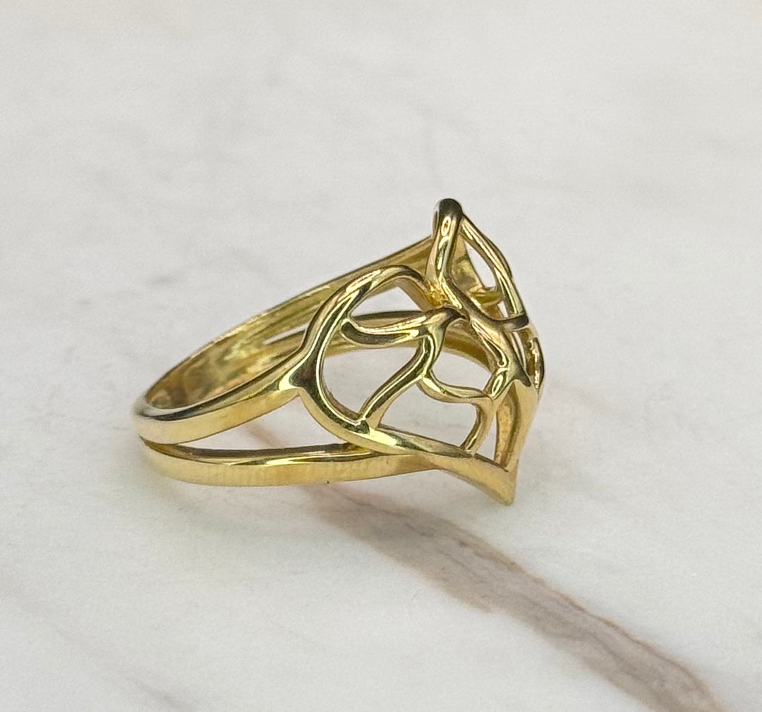 10K GOLD HEART CAGE RING