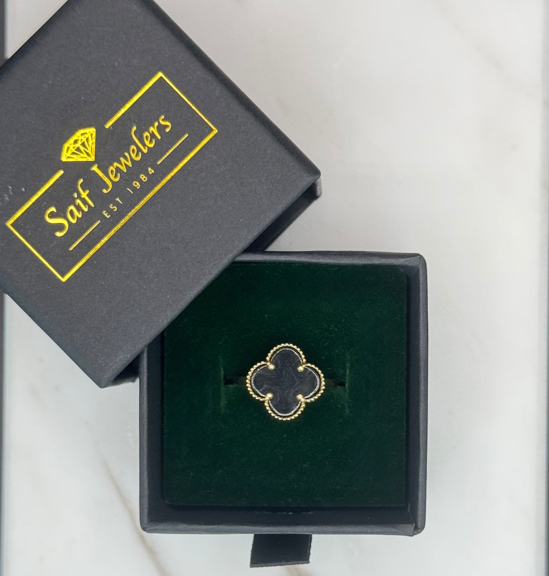 10K GOLD BLACK CLOVER RING