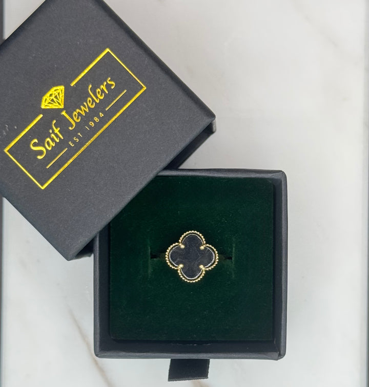 10K GOLD BLACK CLOVER RING