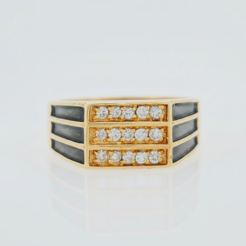 14K Y/G WITH BLACK ACCENT 0.50CT DIAMOND MENS RING