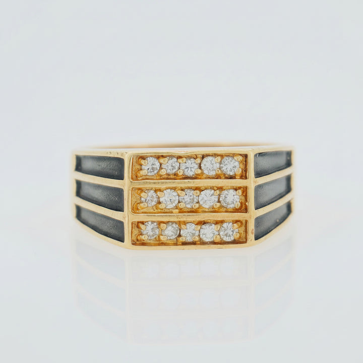 14K Y/G WITH BLACK ACCENT 0.50CT DIAMOND MENS RING