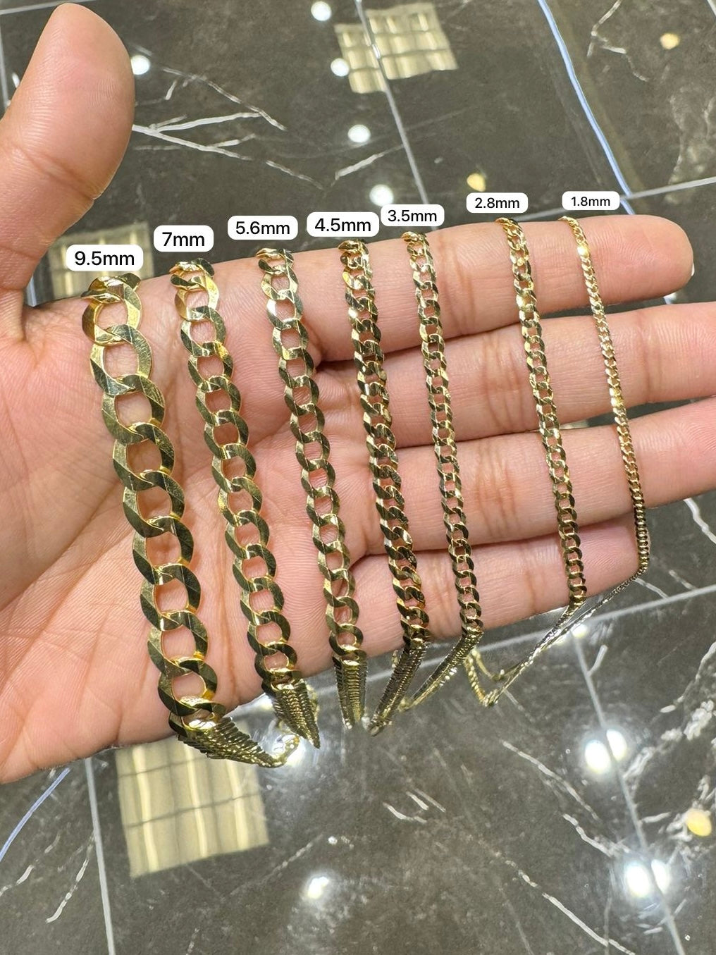 GOLD  SEMI SOLID CURB LINK CHAIN 10K / 14K GOLD