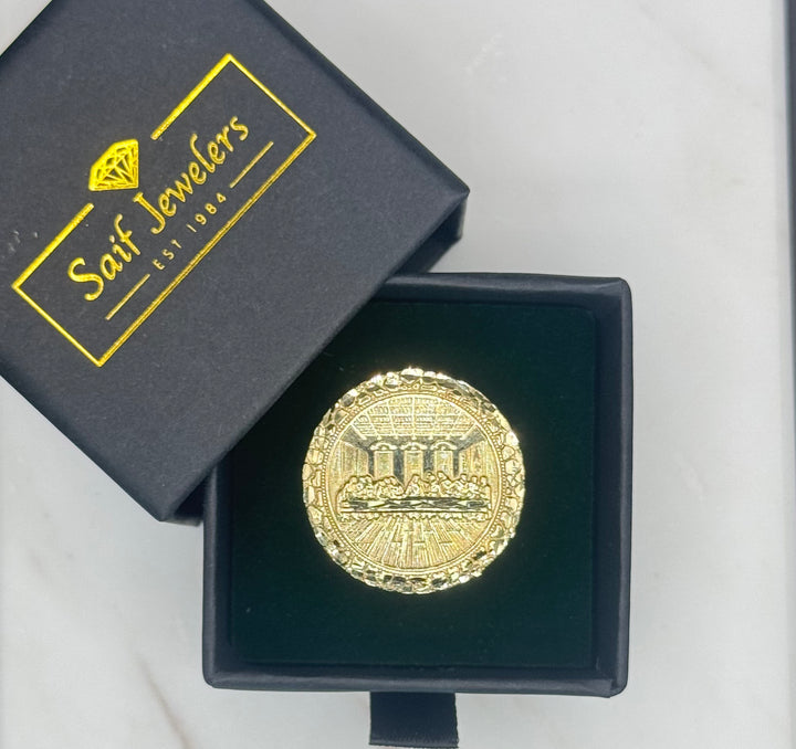 10K GOLD NUGGET CUT LAST SUPPER RING