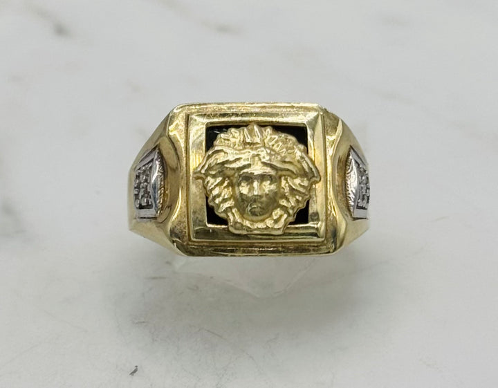 10K GOLD MEDUSA HEAD CZ RING