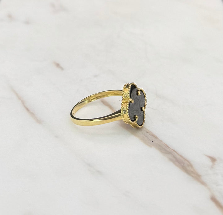 10K GOLD BLACK CLOVER RING