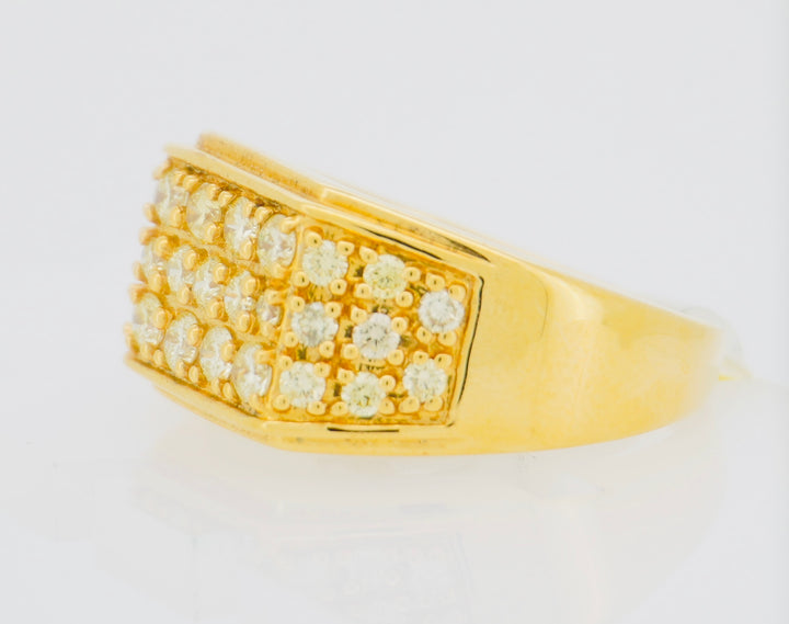 10KT Y/G 1.47CTW DIAMOND MENS RING