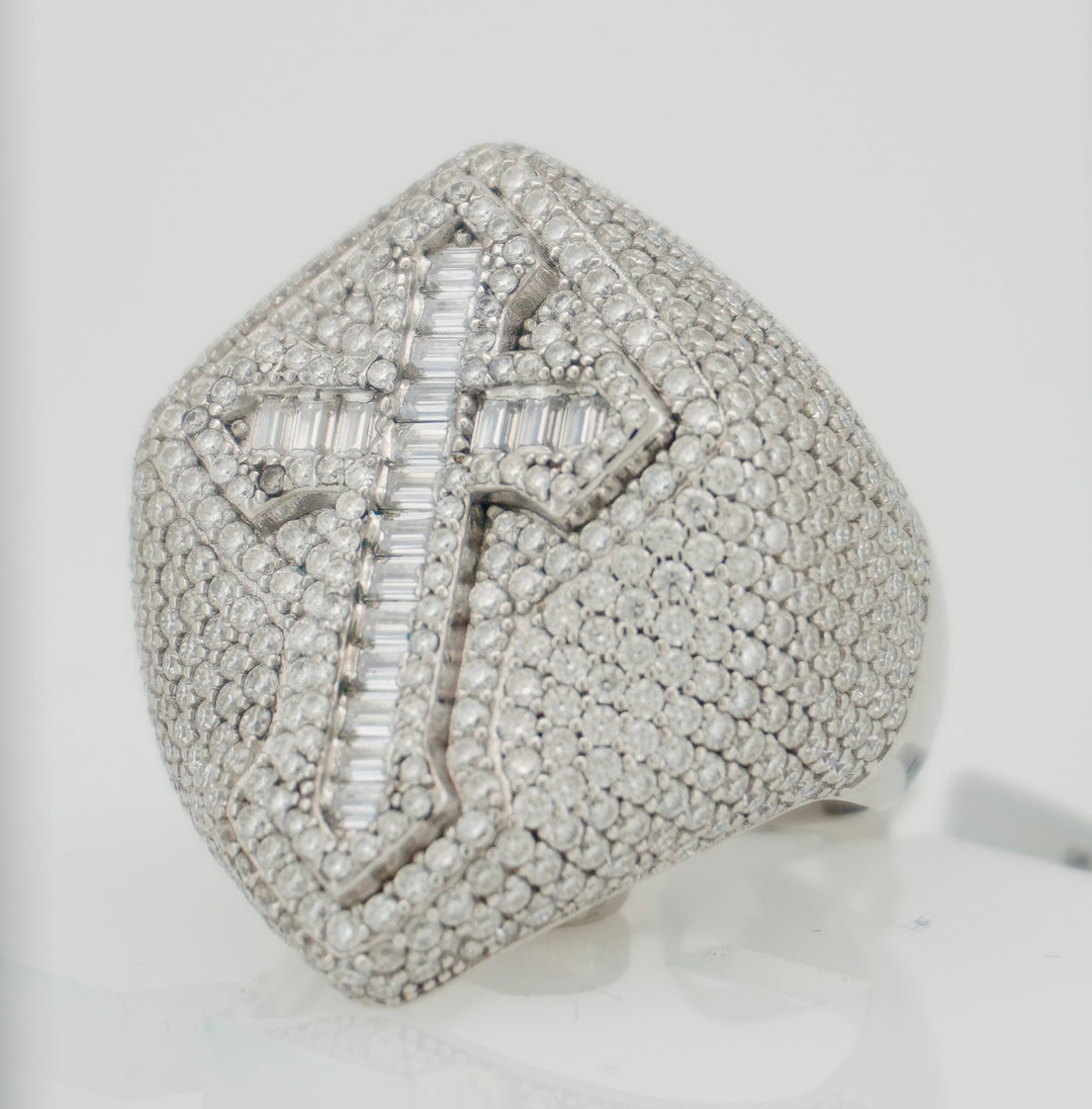 925 SILVER MOISSANITE CROSS 5.859CTW RING
