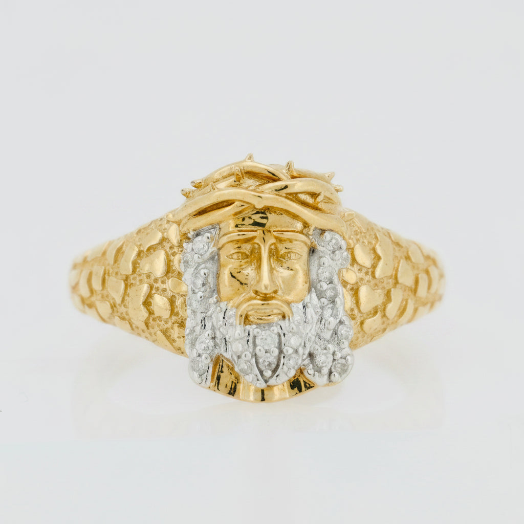 10KT Y/G 0.12CTW DIAMOND MENS RING
