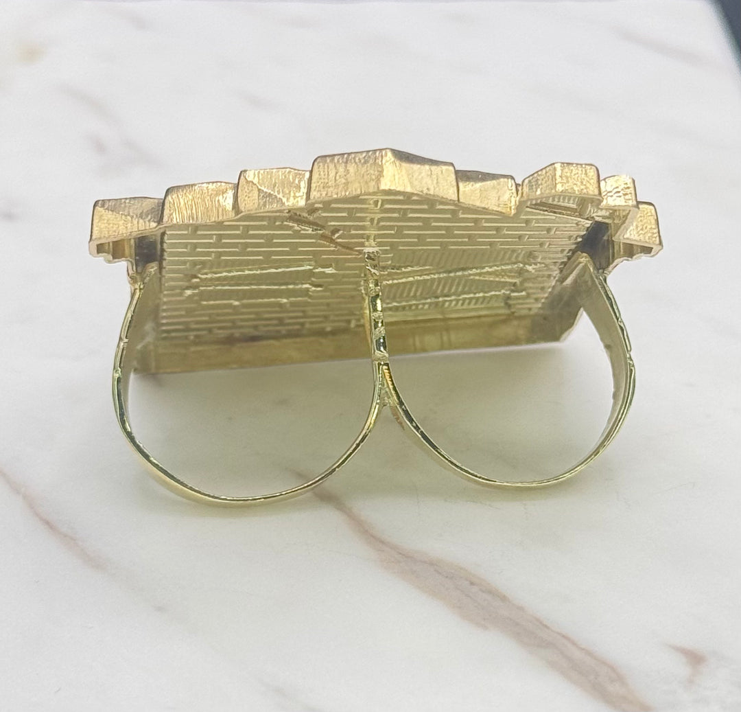 10K GOLD NUGGET CUT TRAP HOUSE RING