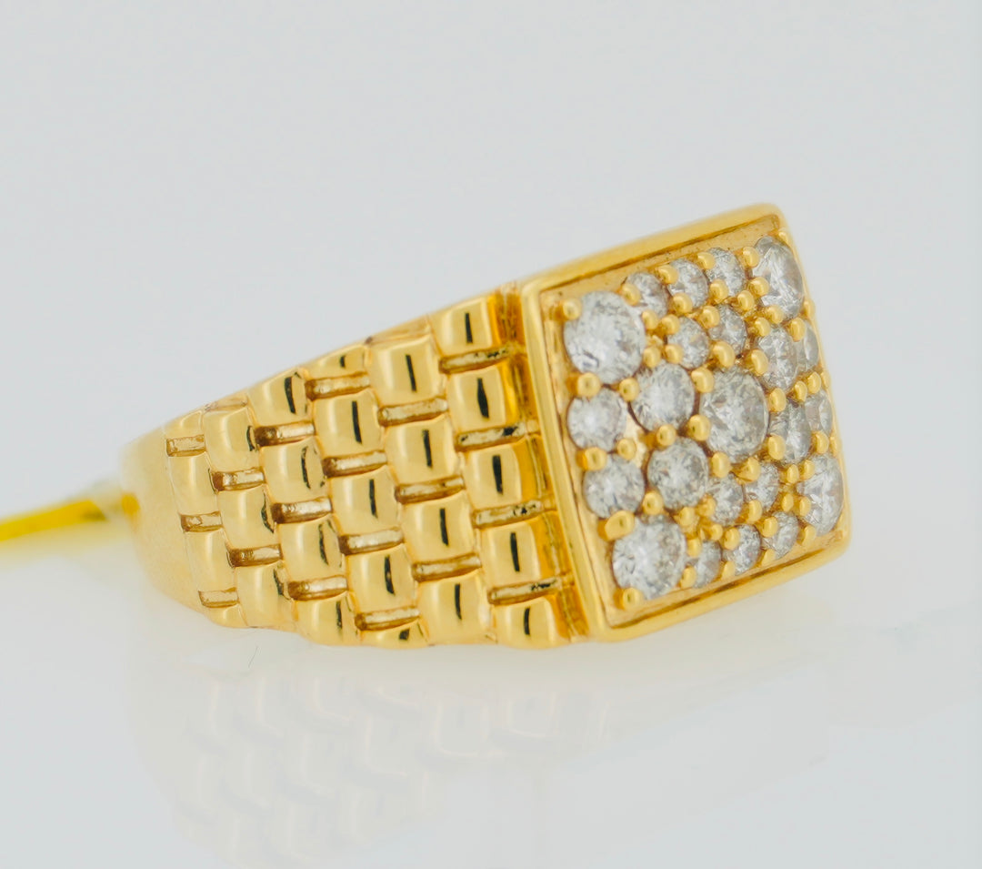 10KT Y/G 1.47CT DIAMOND MENS RING