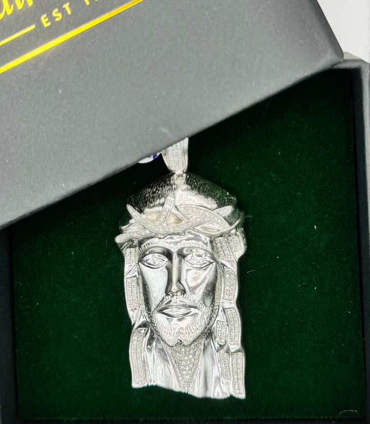 925S SILVER JESUS FACE DIAMOND PENDANT