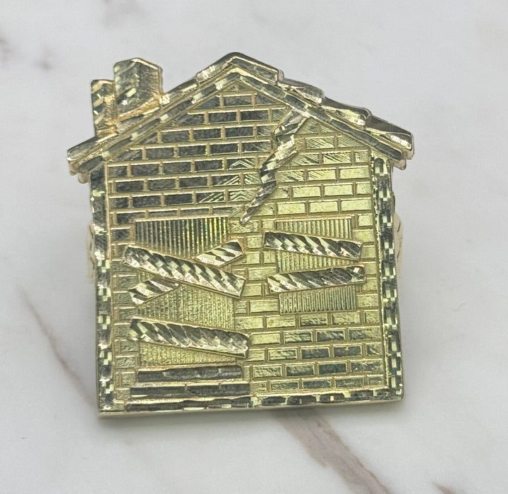 10K GOLD NUGGET CUT TRAP HOUSE RING