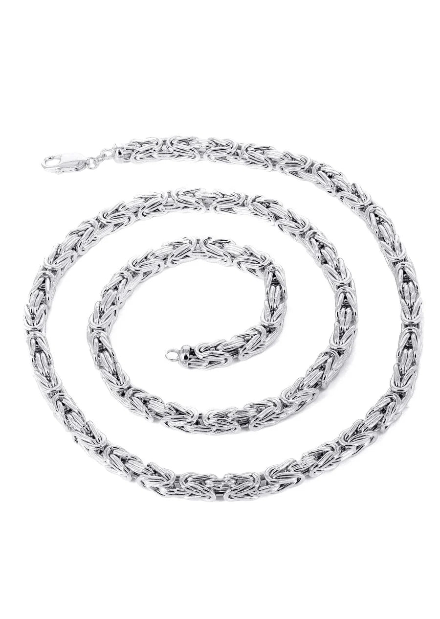 WHITE GOLD SEMI SOLID ITALIAN BYZANTINE CHAINS 10K / 14K WHITE GOLD