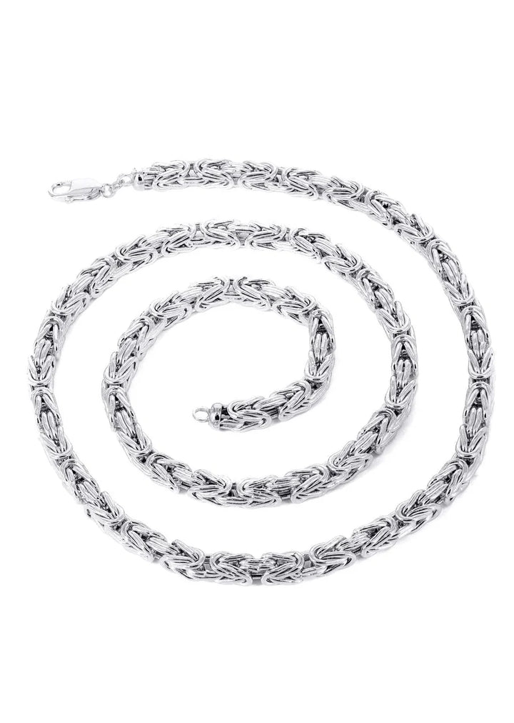 WHITE GOLD SEMI SOLID ITALIAN BYZANTINE CHAINS 10K / 14K WHITE GOLD