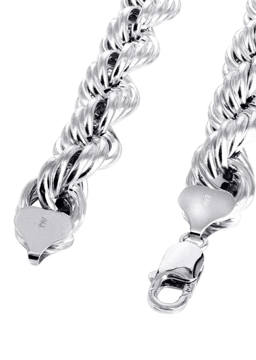 WHITE GOLD SEMI SOLID ROPE CHAINS 10K / 14K WHITE GOLD