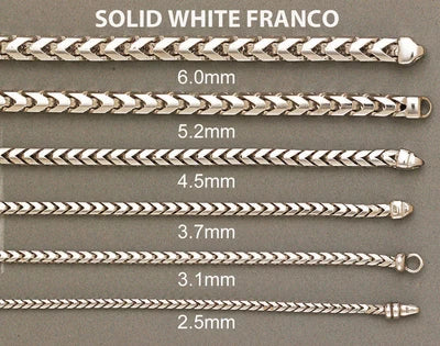 WHITE GOLD SOLID FRANCO CHAINS 10K / 14K WHITE GOLD