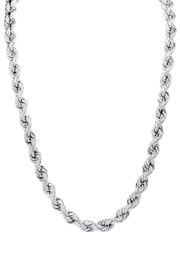 WHITE GOLD SEMI SOLID ROPE CHAINS 10K / 14K WHITE GOLD