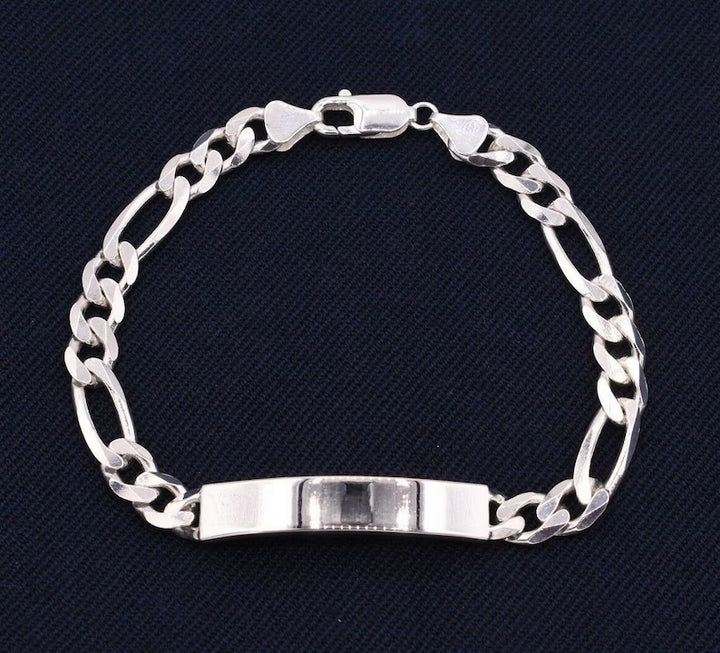 925 STERLING SILVER FIGARO ID BRACELETS