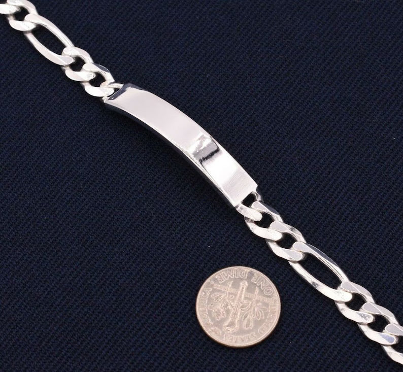 925 STERLING SILVER FIGARO ID BRACELETS