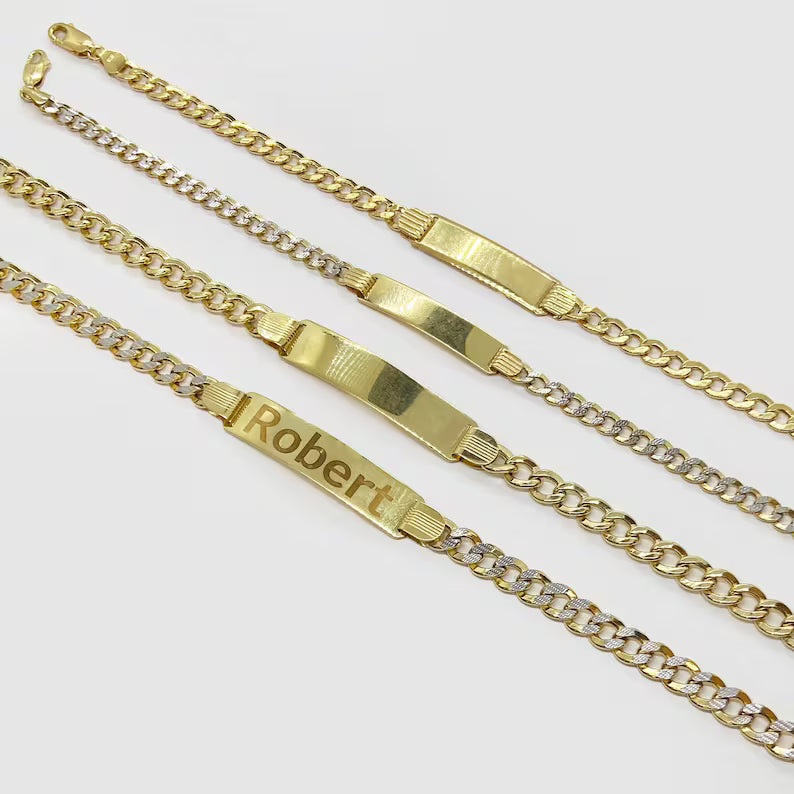 GOLD ID CUBAN BRACELETS 10K / 14K YELLOW GOLD