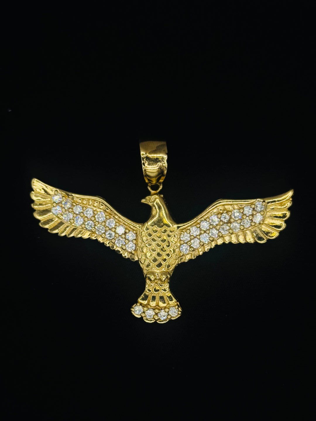 10K GOLD EAGLE SHAPE CZ PENDANT