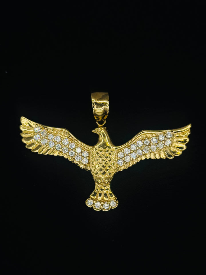 10K GOLD EAGLE SHAPE CZ PENDANT
