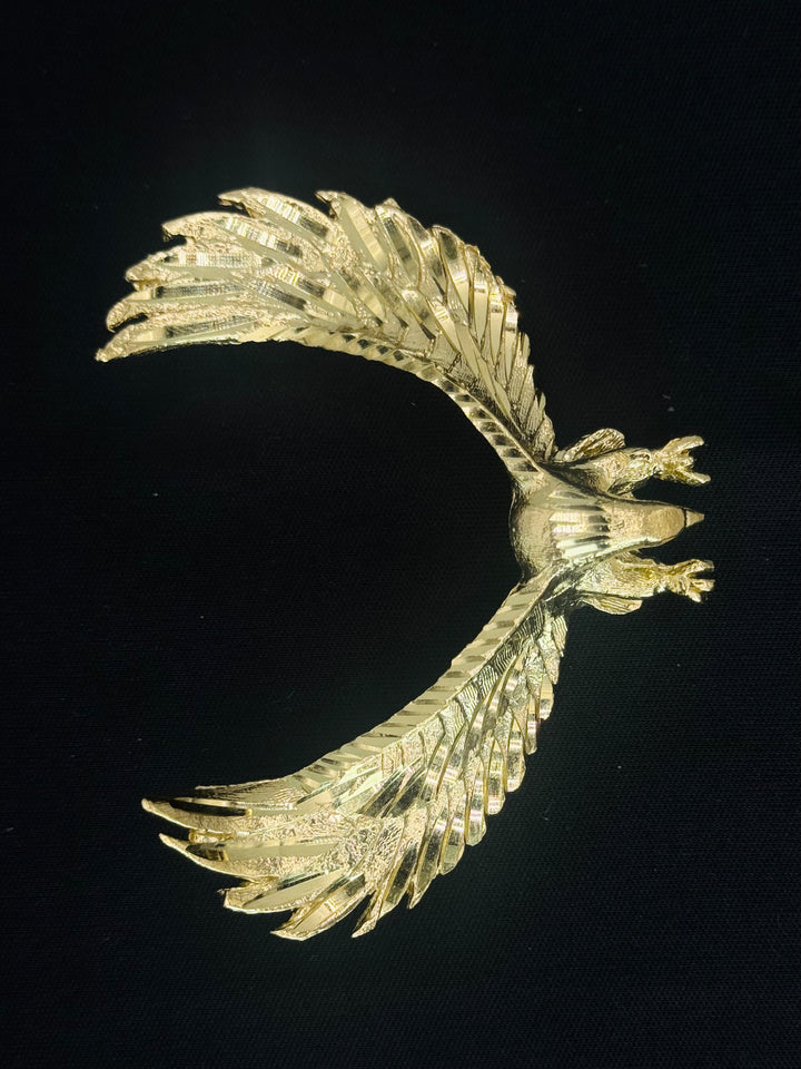 10K GOLD DIA CUT EAGLE 3D PENDANT